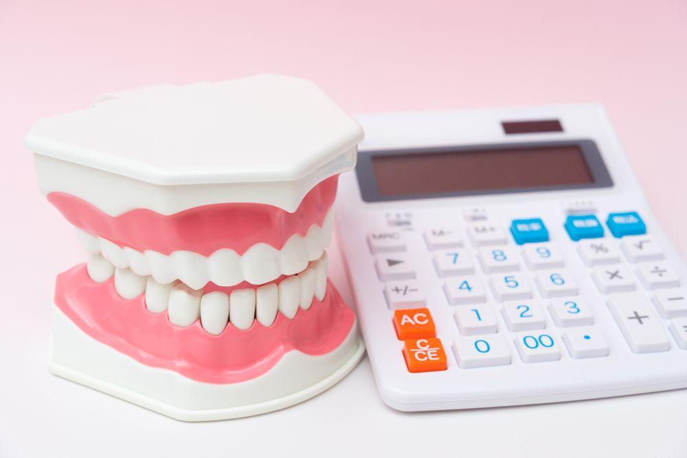 歯の模型と電卓